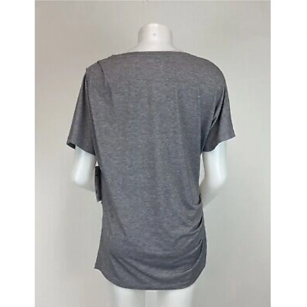 ♥️ ATHLETA Essence Tee Medium Soft Shirt Runched Sides Flattering Grey NWTS-$54 - Picture 4 of 8